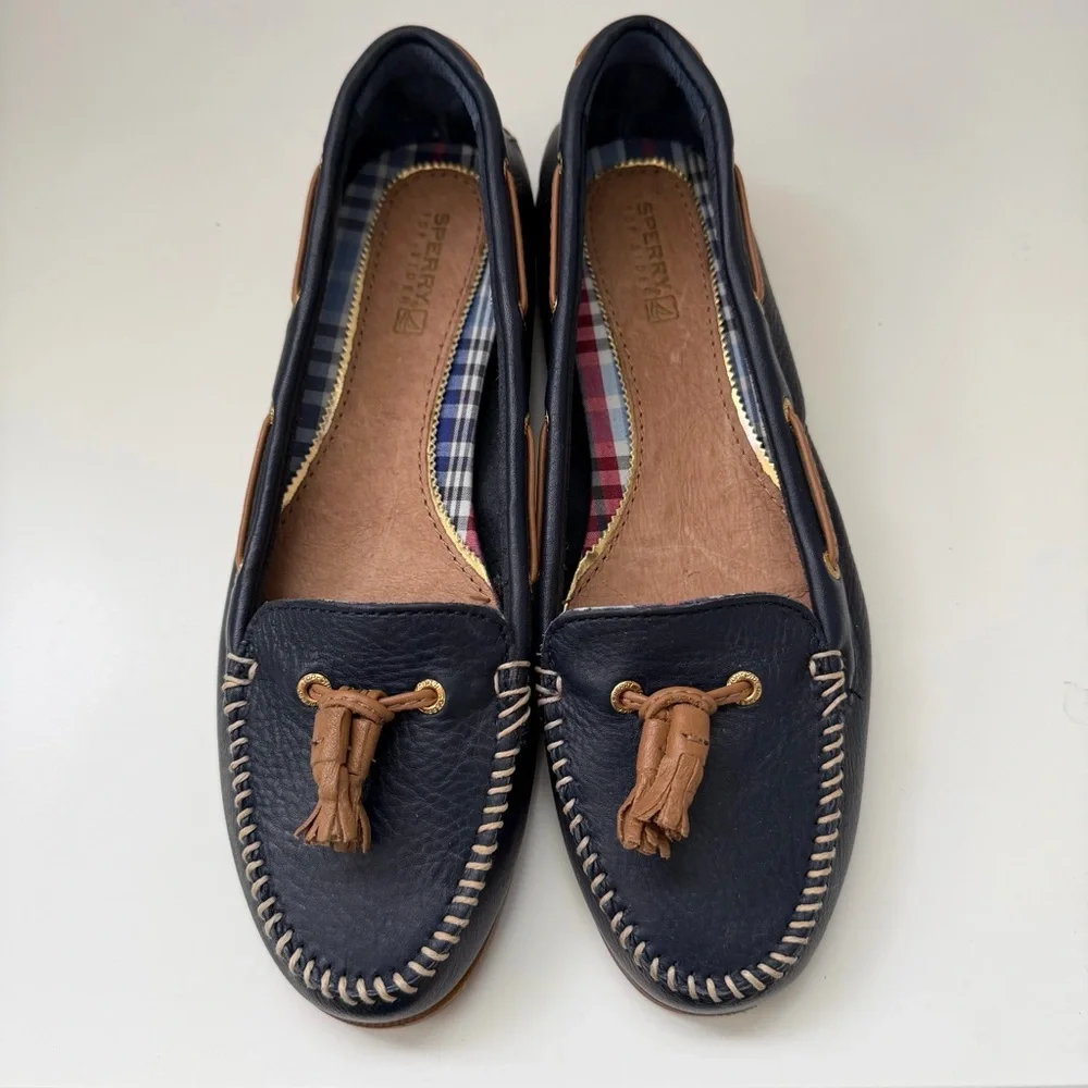 Sperry Top-Sider Sabrina Navy Women's Flats 8 M Navy Leather Flat Boat Shoes - Picture 4 of 10